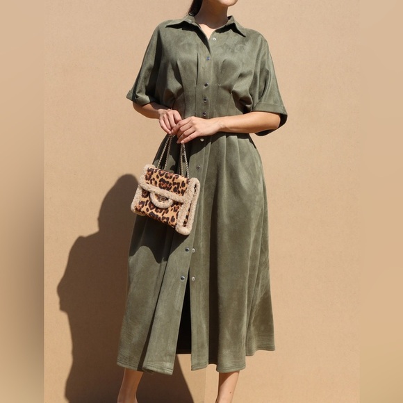 Suede Button Down Dress - Picture 5 of 7